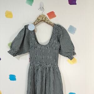 Hill House Black and White Gingham Midi Dress